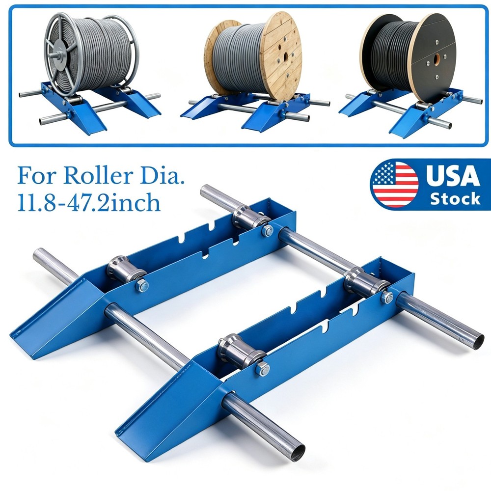 Cable Drum Reel Dispenser Adjustable Cable Roller Stand Load 3307 LBS Capacity