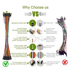 Solderless 30cm Multicolored Jumper Wires – 40pcs Female to Female Connectors