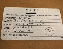 MGE 76-141101-00 Remote Alarm Status Panel – USED