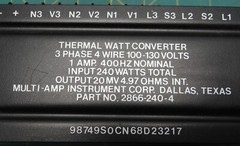Multi-Amp Instrument Corp Thermal Watt Converter 2866-240-4 6625-00-494-2898