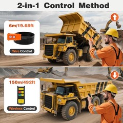 2-in-1 Trailer Remote Control 492ft Weatherproof 12V for Dump Truck Lift