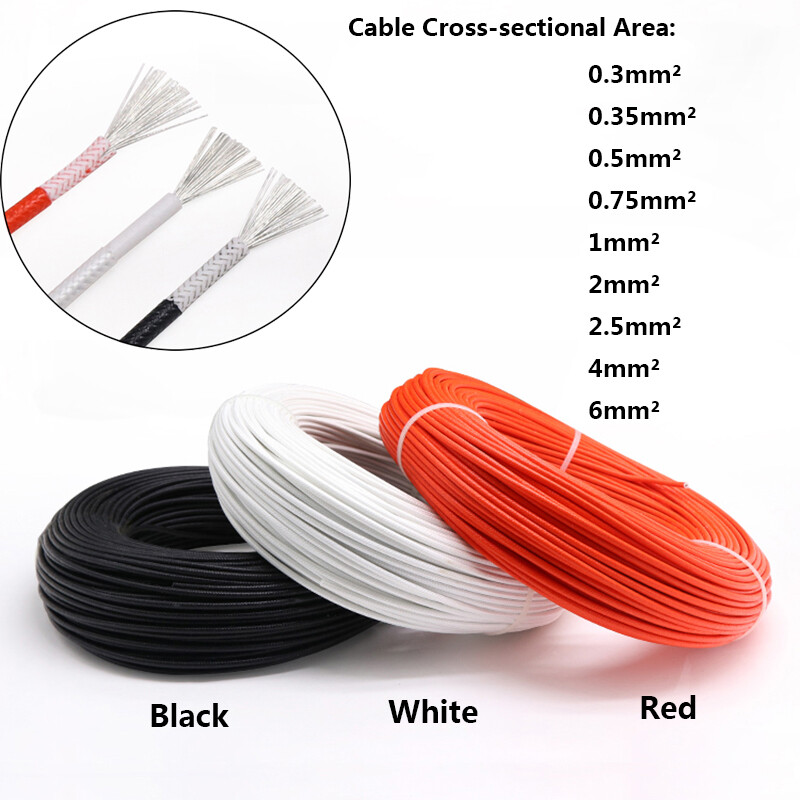 Silicone Rubber High Temp 250℃ Cable Fiberglass+Resin Braided Tinned Copper Wire