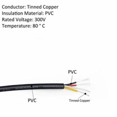 White/Black UL2464 22AWG 2/3/4-Core Soft Cable Signal Control Wire Tinned Copper