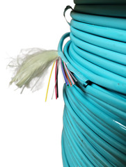 NEW Fiber Optic Cable Turq. Blue 1000 foot Spool Reel of 12 Fiber w/ Aramid Yarn