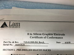 LAM 715-011909-501 PLATE, UPPER ELCTDRODE 8″ POLISHED CAPTIVE, 114414