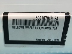 AMAT 0015-09056 Bellows Assy Wafer Solid, Lift, Inconel, 718, 500107049, 167975