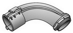 Oz-Gedney AC-300, 3″, 3-1/2 to 3-1/8″ Cord, Iron, 90D, AC/Flex Connector, 1 pc