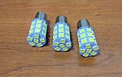 3 Super Bright BBT 12 volt DC 27 White LED 1156 Light Bulbs