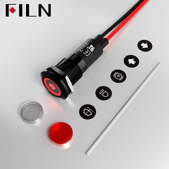 2Pcs LED Indicator Light Metal 180 Symbols 12V 24V Blue LED Light IP67