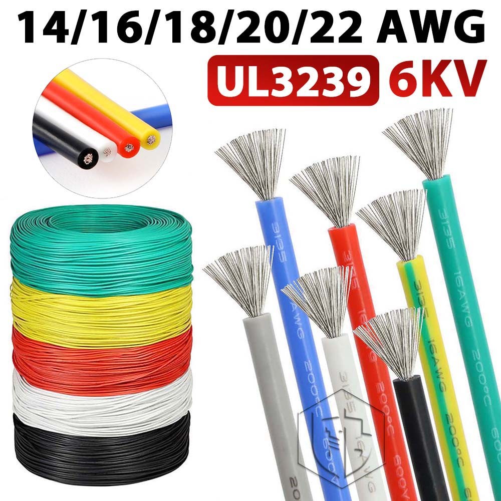 UL3239 Silicone Rubber Wire Cable Gauge 14/16/18/20/22 AWG Tinned Copper Wire