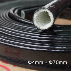 Φ4~70mm Silicone / Fibreglass Fire Sleeving Protective Heat Shield Sleeve Black