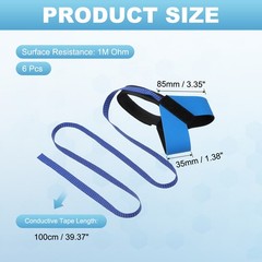 6 Pcs ESD Heel Strap, Anti Static Heel Strap 100cm Conductive Tape, Blue Black