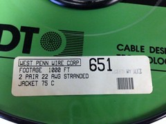 1000′ West Penn Wire 651 2 Pair 22 AWG Stranded Cable