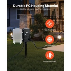Outdoor Power Stake, 15 FT Extension Cord, Outdoor Power Strip Weatherproof with