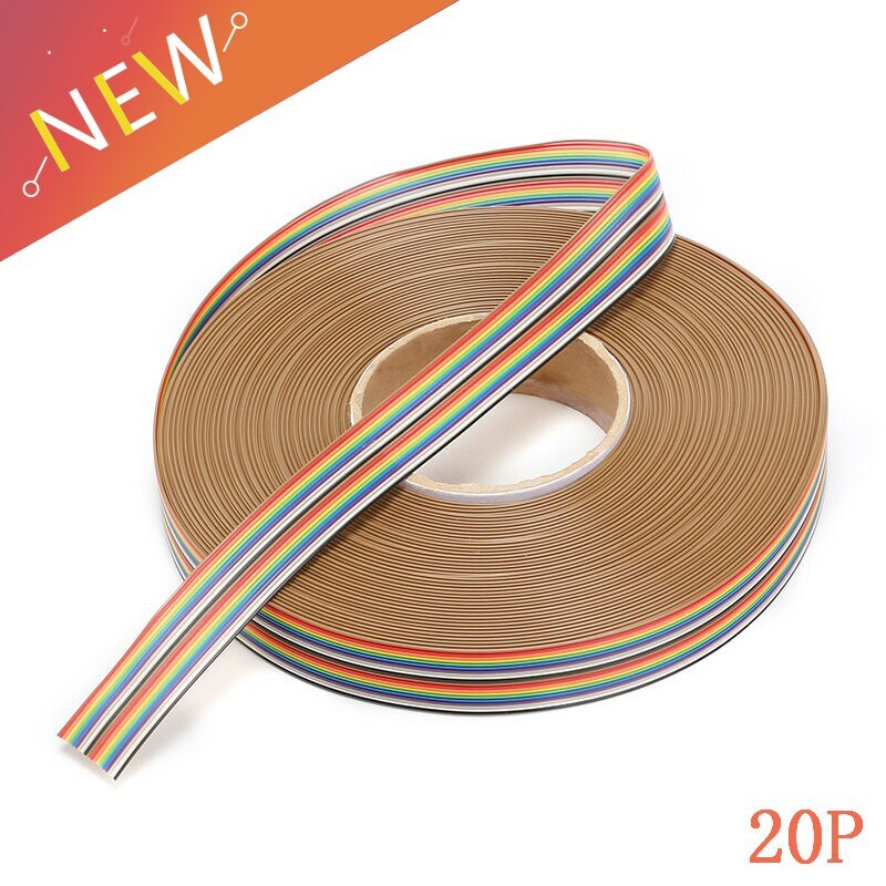 5M 1.27mm 20P DuPont Cable Rainbow Flat Line Wire Soldered Cable Connector Wire