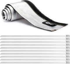 Durable Heat Shield Sleeve 3/4″ I.D. x 3FT with 10 Stainless Steel Zip Ties Set