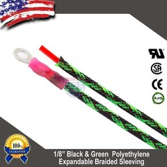 100 FT 1/8″ Black Green Expandable Wire Sleeving Sheathing Braided Loom Tubing