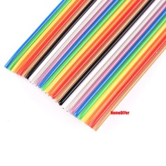 Coloured Dupont Wire Flat Flexible Rainbow Ribbon PCB Cable 1.27mm Pitch 10P-40P