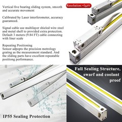 LCD Digital Readout with Precision Linear Scale for Milling Lathe Machine 3 Axis