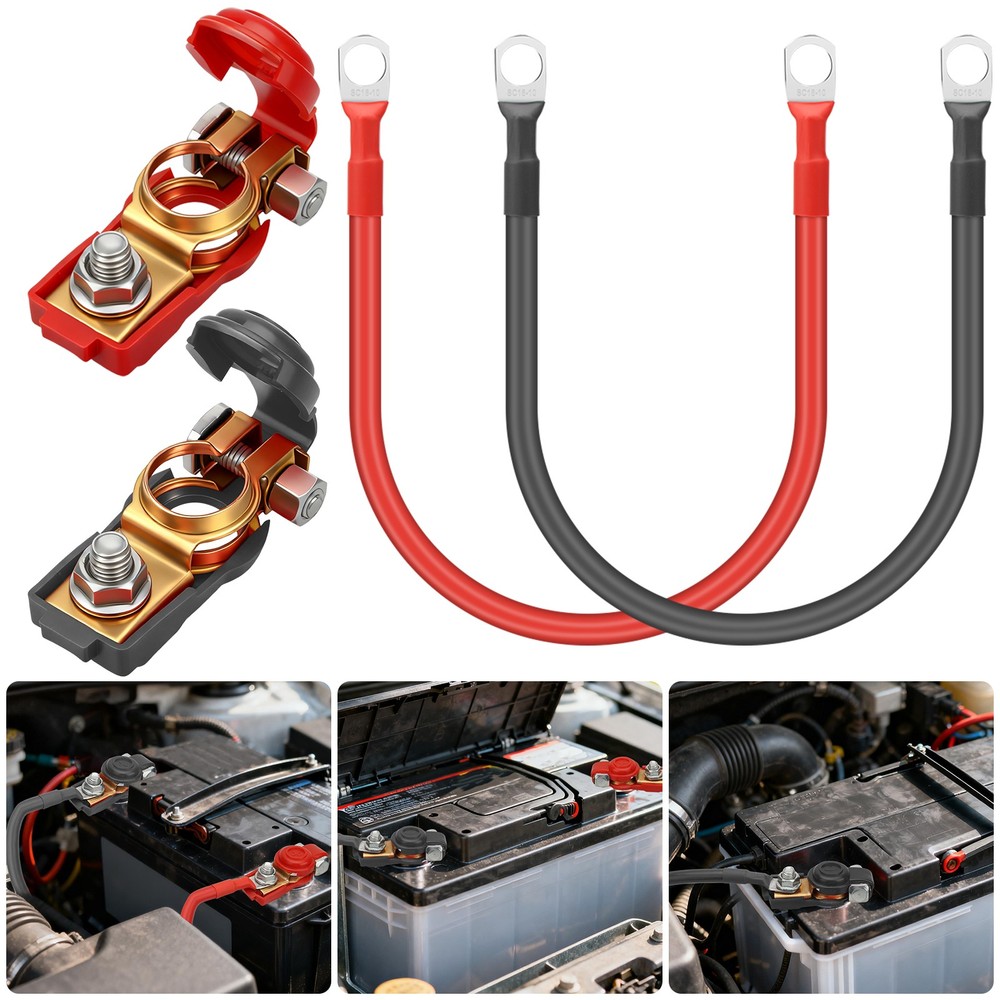 2 PCS 5 AWG Gauge Power Battery Cable Wire Set Car Boat Solar Golf Cart Inverter