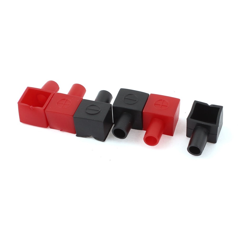 Auto Car Battery Terminal Angle Type Insulating Cover Boot Cap Black Red 3 Pairs