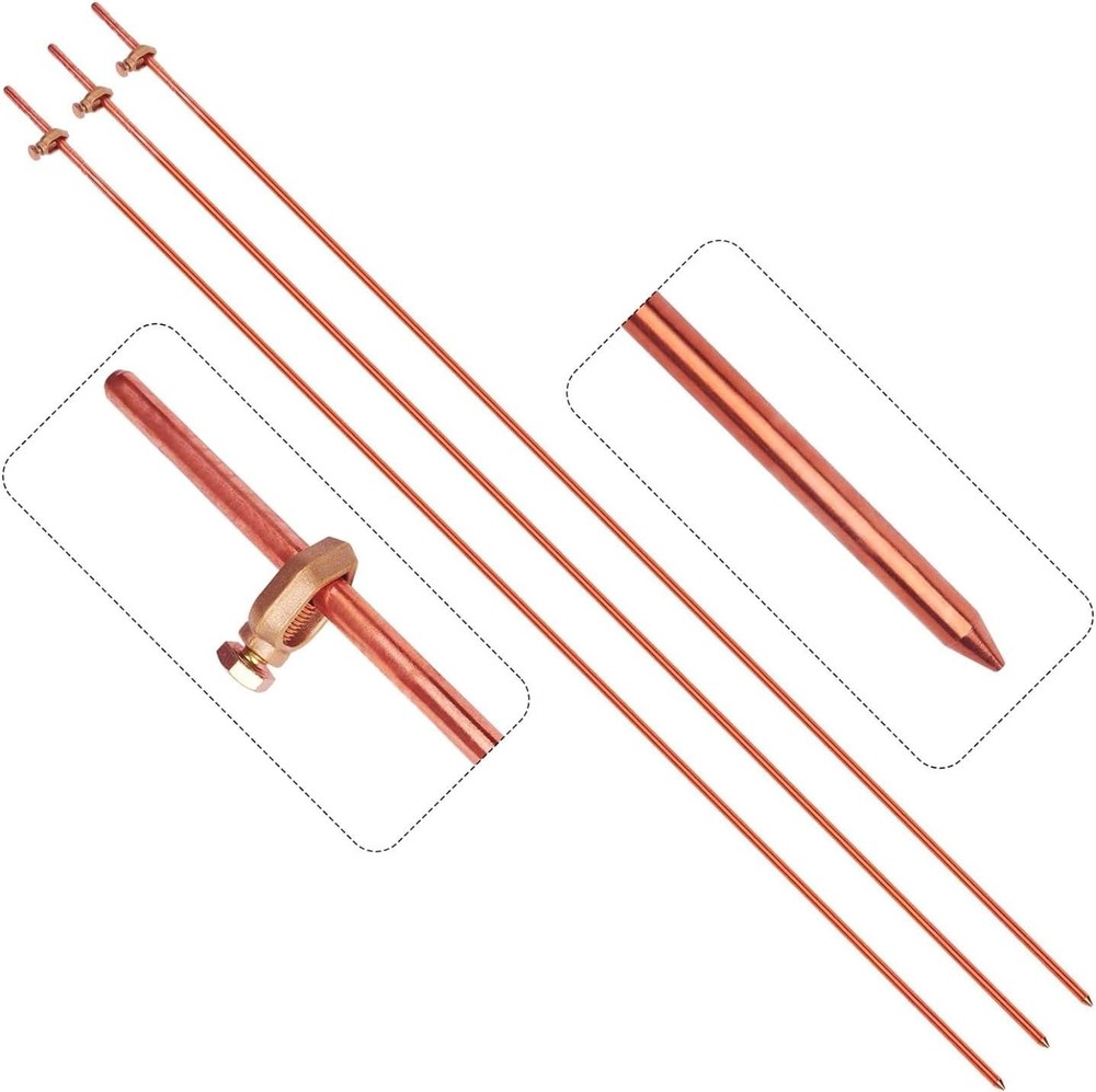 4FT Electrical Grounding Copper Ground Rod Earthing bar for Electric Fences Sate