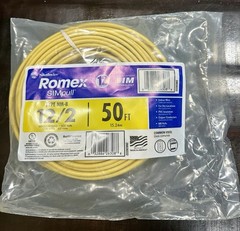 Southwire 50ft 12/2 Solid Yellow NM B Copper Building Wire Romex
