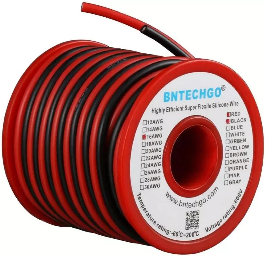 16 Gauge Silicone Wire Spool Red 25ft and Black 25ft 2 Separate Wires Flexible 1