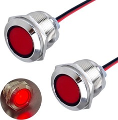 2PCS 22mm Metal Waterproof IP67 LED Indicator Light Indicator Light Red LED 7/8