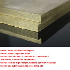 C17200 Beryllium Copper Alloy Sheet Plate BeCu Metal Panel Thick 0.5/0.8/1~2mm
