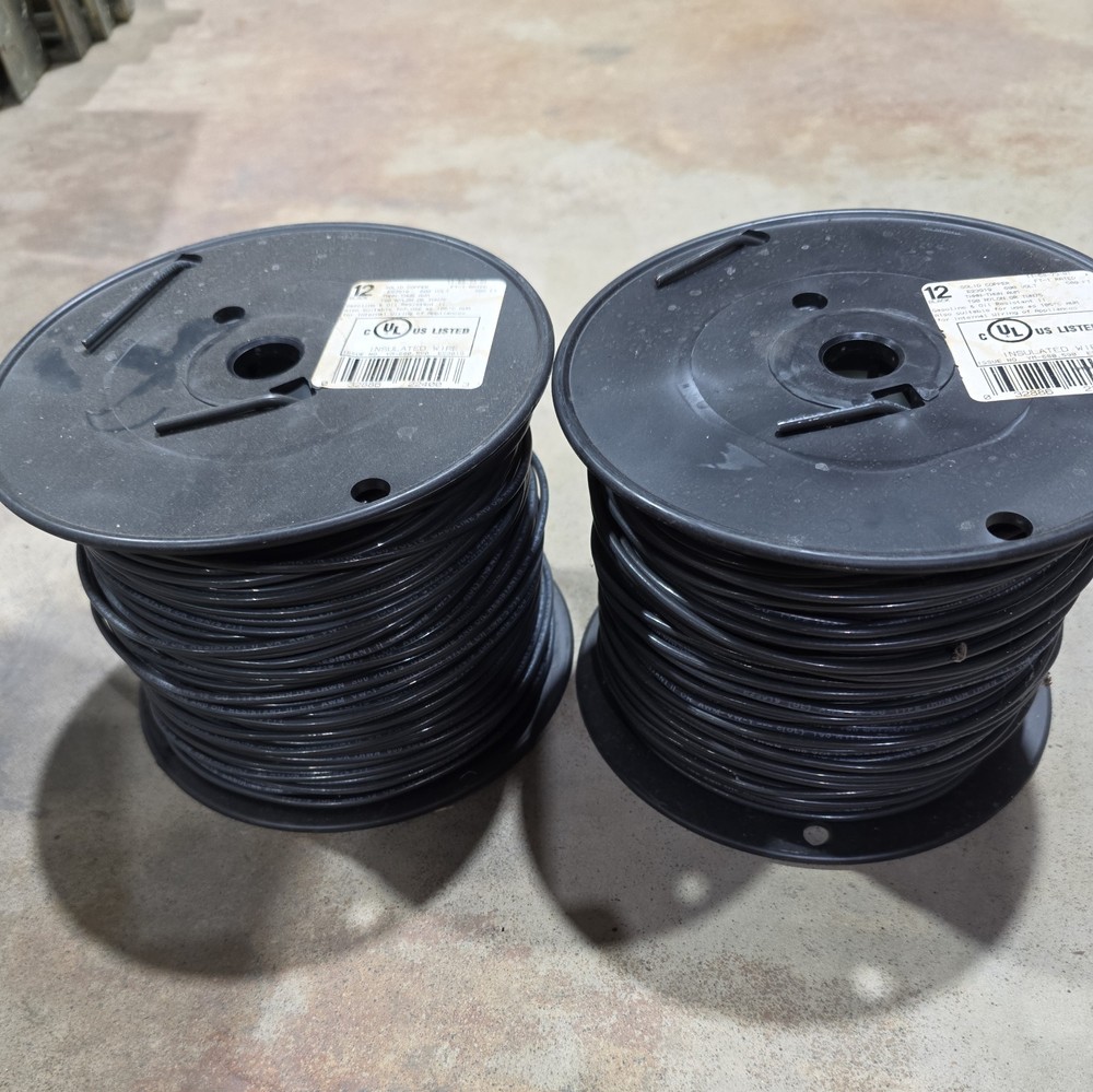 12 Gage Solid Copper Wire Black – 2 Rolls X 250′ (500 Feet Total)