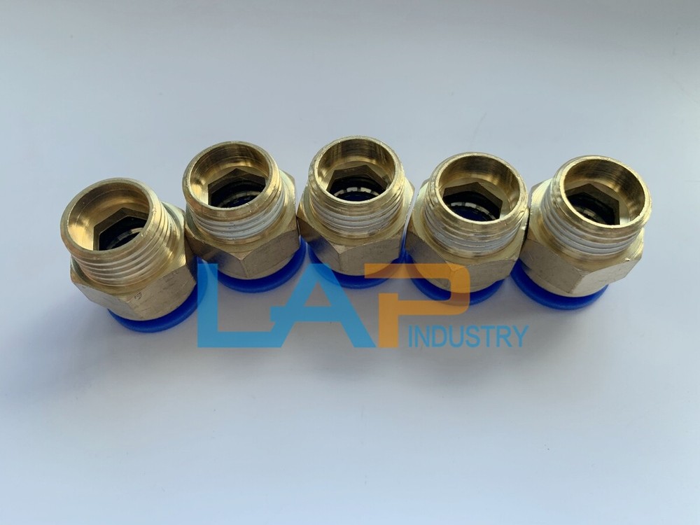 5Pcs 16mm Tube to 1/2 BSP Thread Push in Quick Connect Coupler Fittings PC16-04