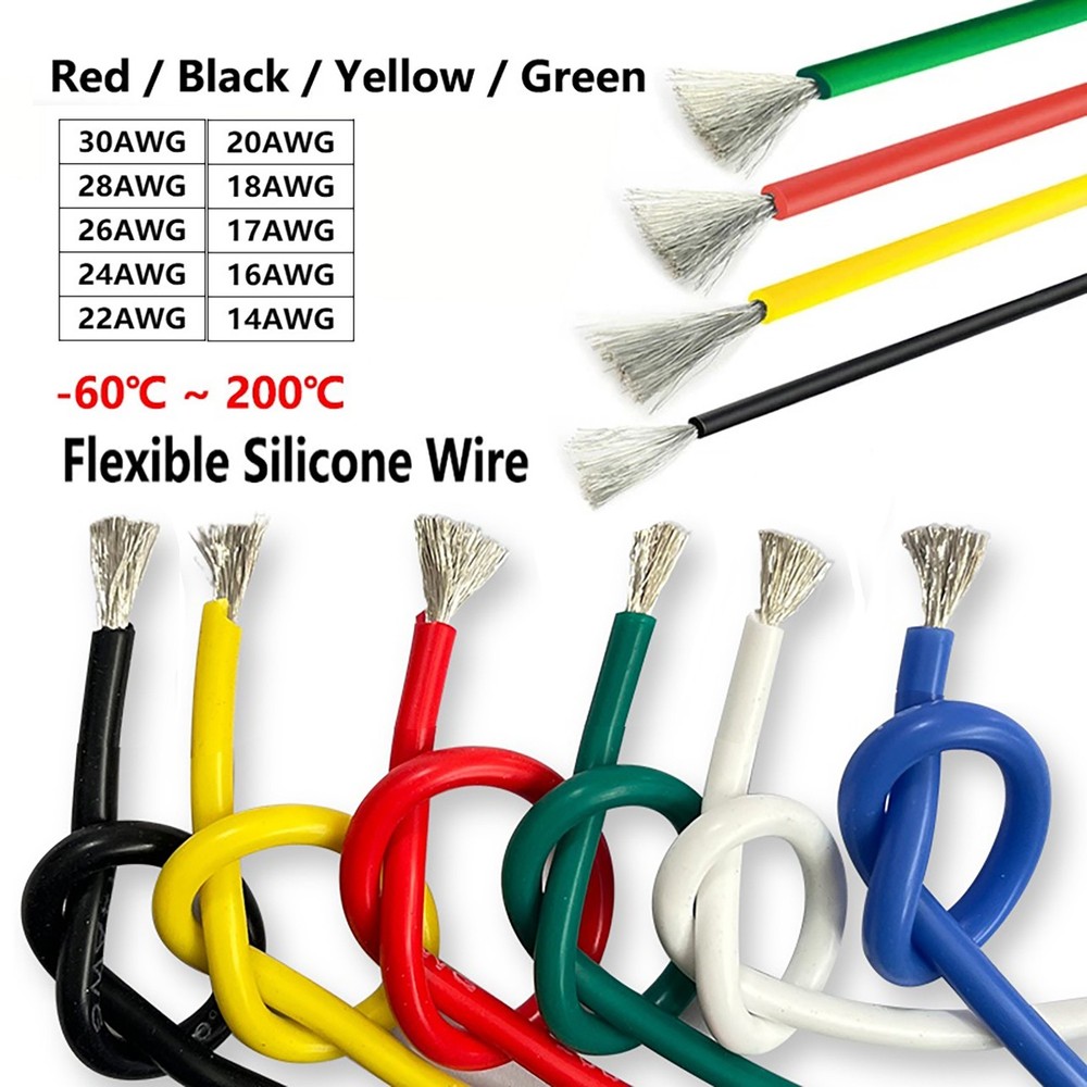 14AWG – 30AWG Gauge Flexible Colour Silicone Wire Tinned Copper Wire RC Cable