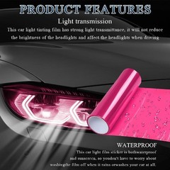 Pink Car Light Tint Film Roll, 11.8″ x 47.2″ Self-Adhesive Vinyl W Color: Pink