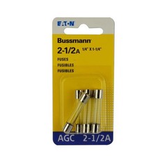 Bussmann 2-1/2 Amps 250 Glass Fast Acting Glass Fuse 5 Pk (Pack Of 5)