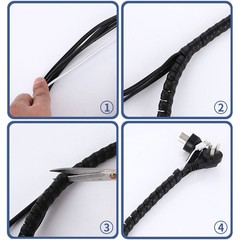 1M Spiral Cable Tidy Leads Binding For TV/PC/Home Cinema Wire Management