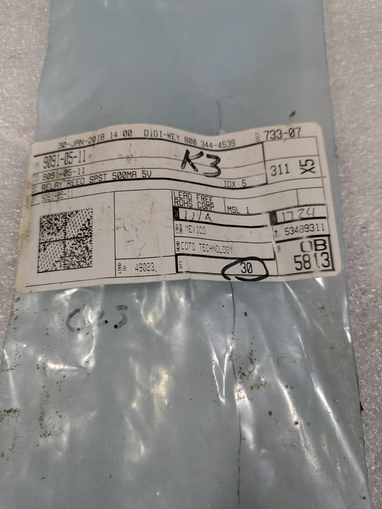 Coto Technology 9091-05-11 Reed Relay SPST 500mA 5V Coil