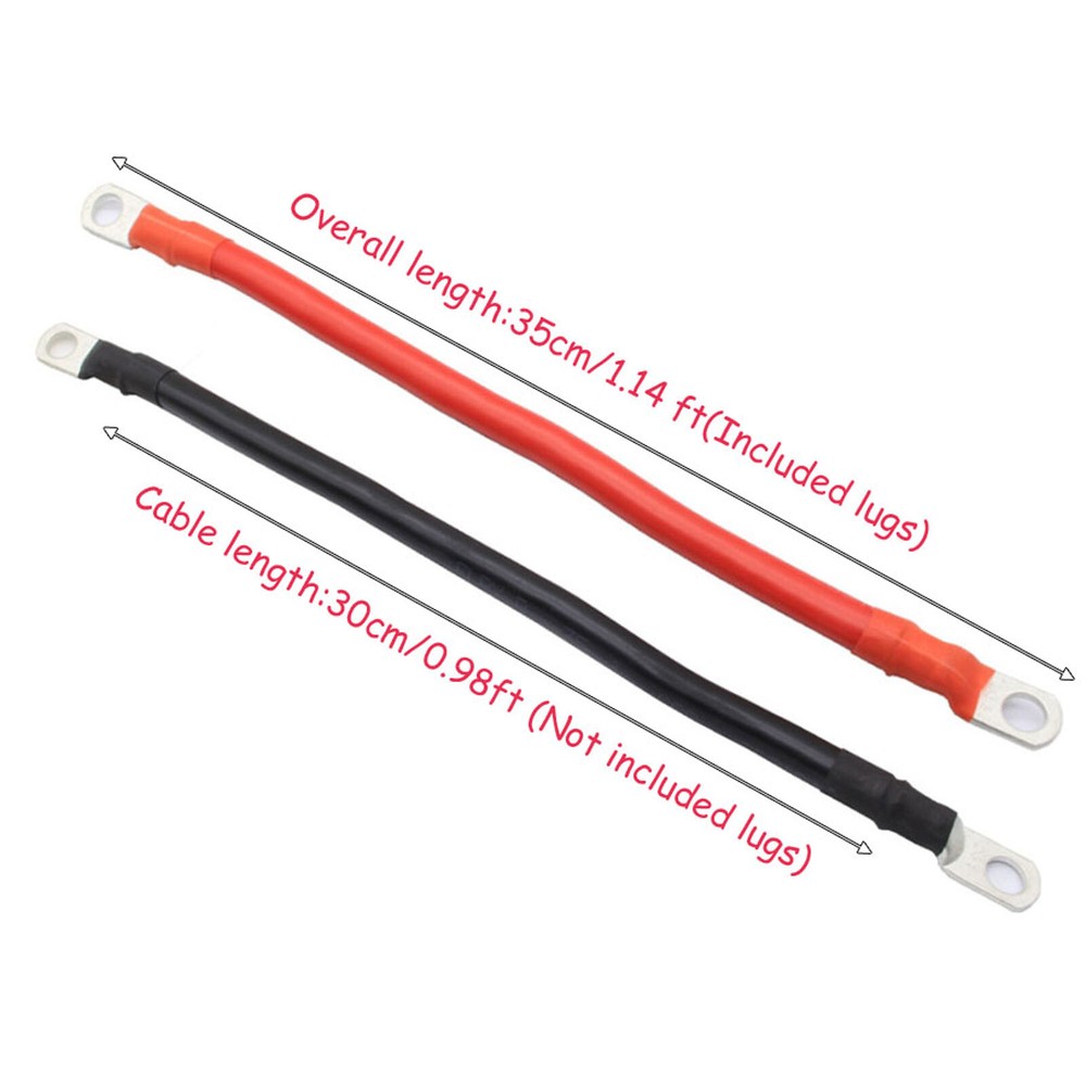 1set 2 AWG 0.98 Ft Battery Cables with 3/8 Studs for Boat, Auto, Solar,RV, Car