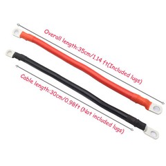 1set 2 AWG 0.98 Ft Battery Cables with 3/8 Studs for Boat, Auto, Solar,RV, Car