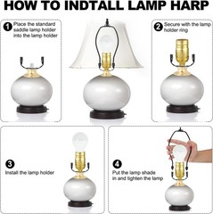 6 Inch Lamp Harp Kit 1 Inch Tall Iron Finial Heavy Duty Bracket Standard Saddle