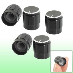 5 x Volume Control Rotary Knobs Black for 6mm Dia. Knurled Shaft Potentiometer