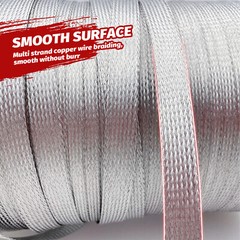 Tinned Copper Metal Braid Tube Sleeving Car EMI/RFI Ground Strip Cable Shielding