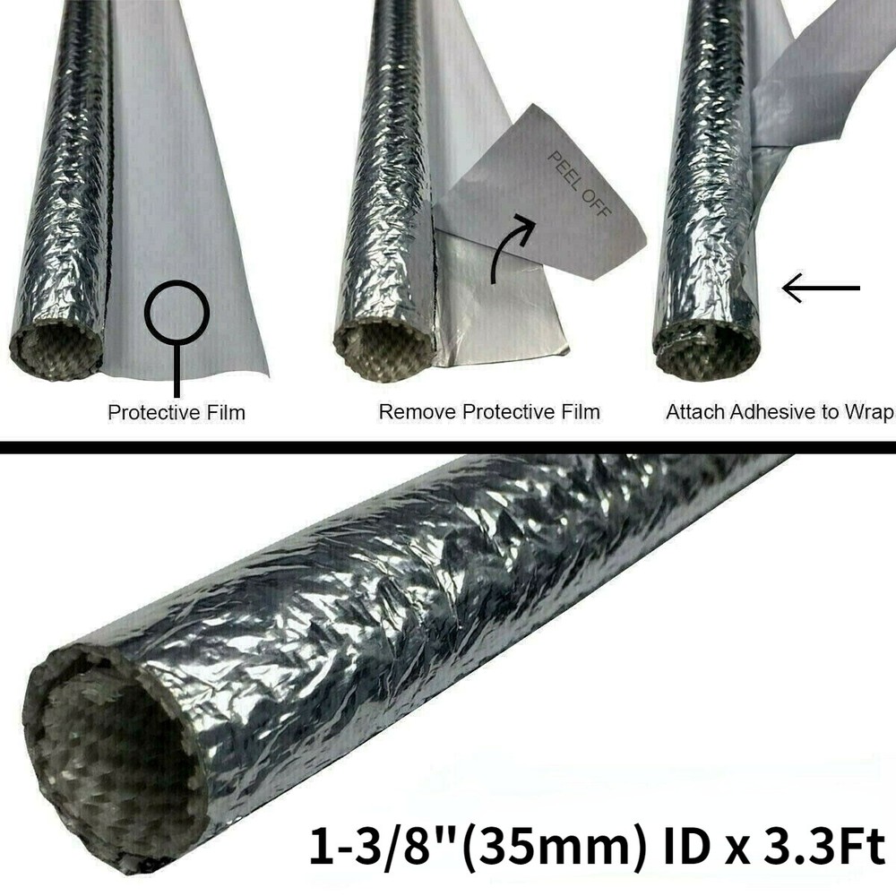 1-3/8″ Self Closed Aluminized Sleeve Heat Shield Protection for Wire Cable Hose