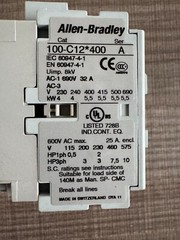 Allen-Bradley 100-C12D400 Contactor Ser.A 600VAC Max NEW!