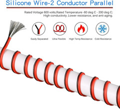 20 Gauge Flexible 2 Conductor Parallel Silicone Wire Spool Red Black High Res…