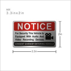 Notice Vehicle is Equipped with Audio Video Recording Devices Sticker, 6 Pieces,