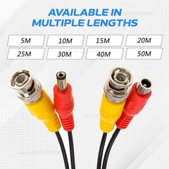 BNC DC POWER VIDEO SECURITY CCTV CAMERA DVR EXTENSION CABLE DATA LEAD WIRE 1-50m
