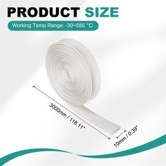 Braided Sleeving 9.8Ft x 0.39″ Fiberglass Braid Cable Sleeve for Home, White