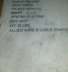 (25 FT) Allied Wire M22759/34-8-6 (8 awg) Blue Electrical Wire 133/C Single 600V