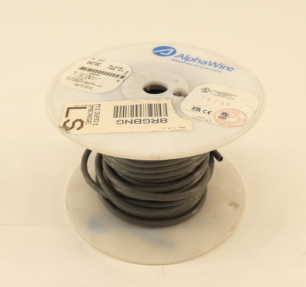 Alpha Wire 5473C Slate Cable 300V 24AWG Length Unknown – NEW Surplus!